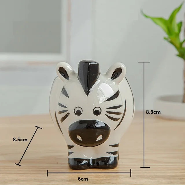 Nordic New Style Ceramic Animal Flower Pot Cartoon Zebra Sheep Cow Head Mini Pot Succulents Plants Bonsai Pots Home Decoration