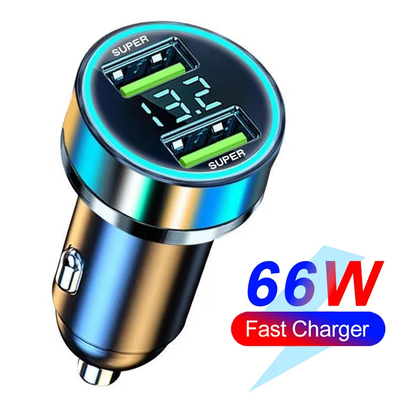 250W PD Car Charger QC3.0 Fast Charge One to Six Car Cigarette Lighter Plug Car Charger Flash Charge with Digital Display