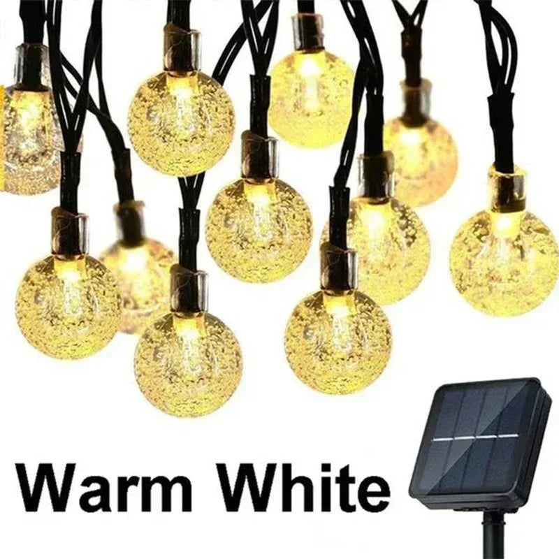 Solar String Lights Outdoor Crystal Fairy Light Chritmas Garland 8 Modes Waterproof Patio Light for Garden Party Decor