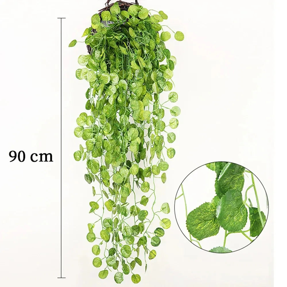 1 Pcs Artificial Plant Creeper Green Wall Hanging Vine Home Garden Decoration Rattan Wedding Party DIY Fake Wreath Leaves Ivy