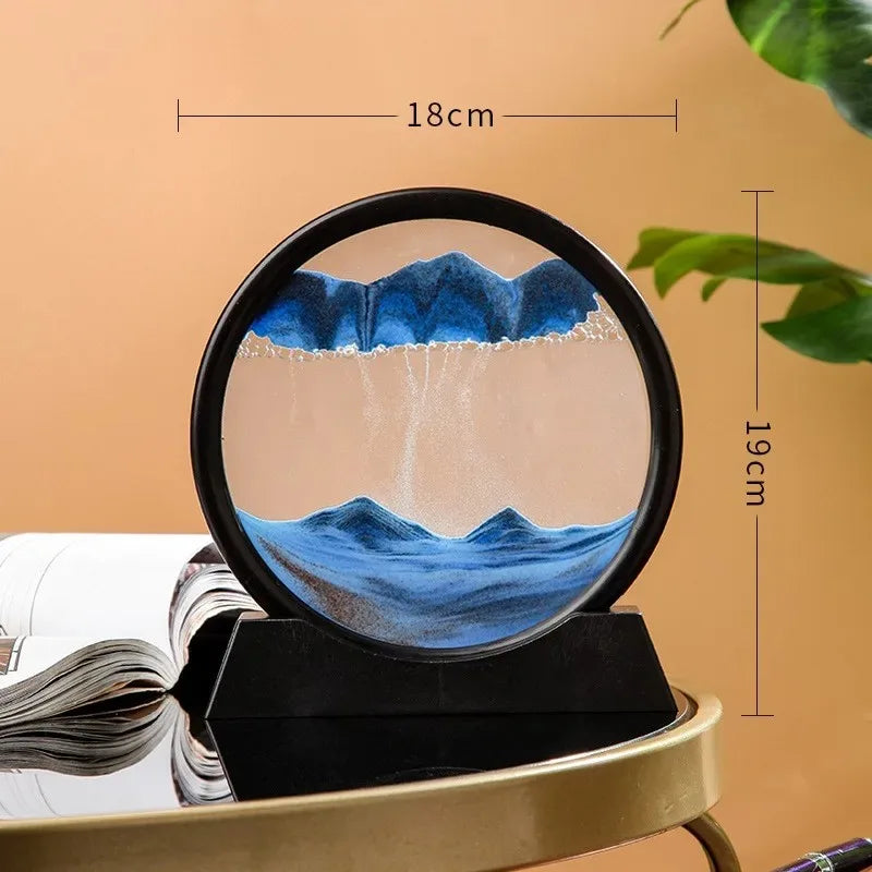 3D Hourglass Quicksand Moving Sand Art Picture Round Glass Deep Sea Sandscape Craft Flowing Painting Office Home Decor Gift New