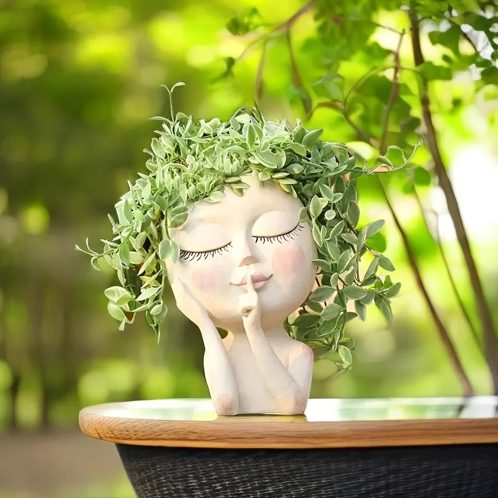 Girl face vase, creative home decorations, balcony living room decoration ornaments, Christmas gifts, Thanksgiving gifts