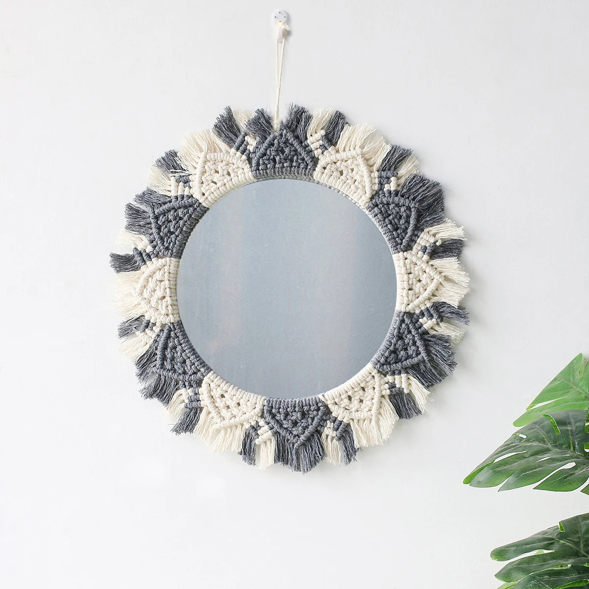 Macrame Decorative Wall Mirror  Boho Home Decor Makeup Aesthetic Mirrors Living Room Bedroom Christmas Wedding Decoration Gift