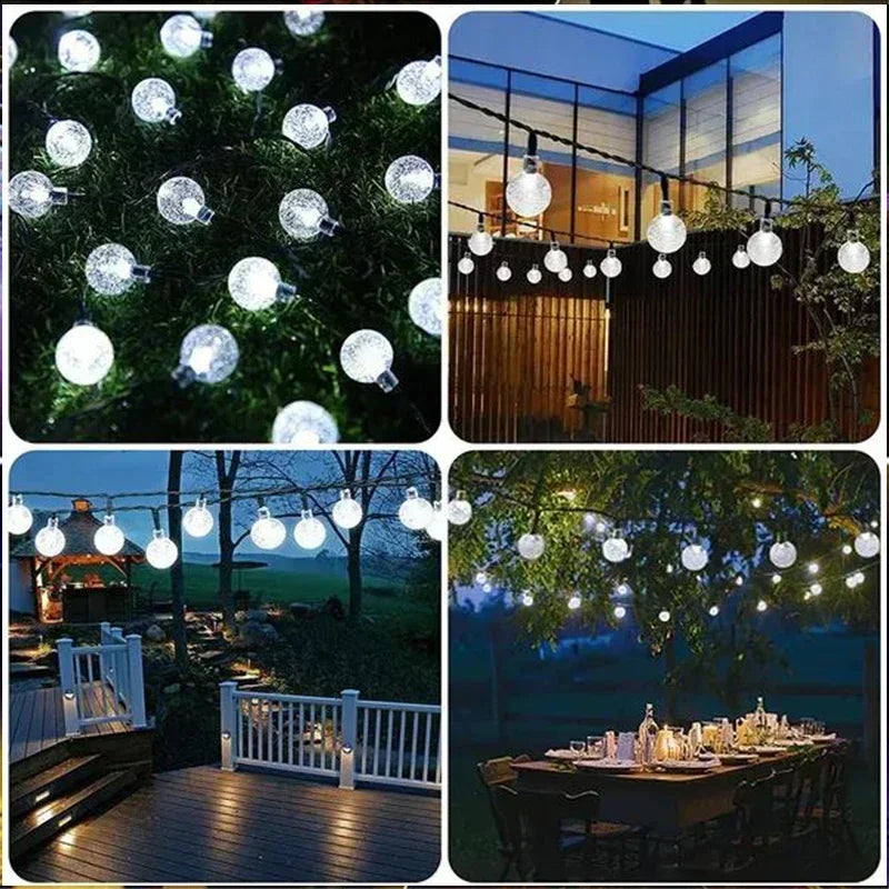 Solar String Lights Outdoor Crystal Fairy Light Chritmas Garland 8 Modes Waterproof Patio Light for Garden Party Decor