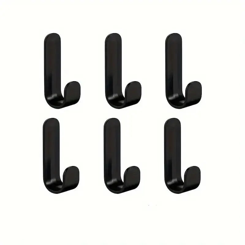 6Pcs Strong Self-Adhesive J-hook Waterproof Adhesive Hanging,Bathroom Towel Key Kitchen