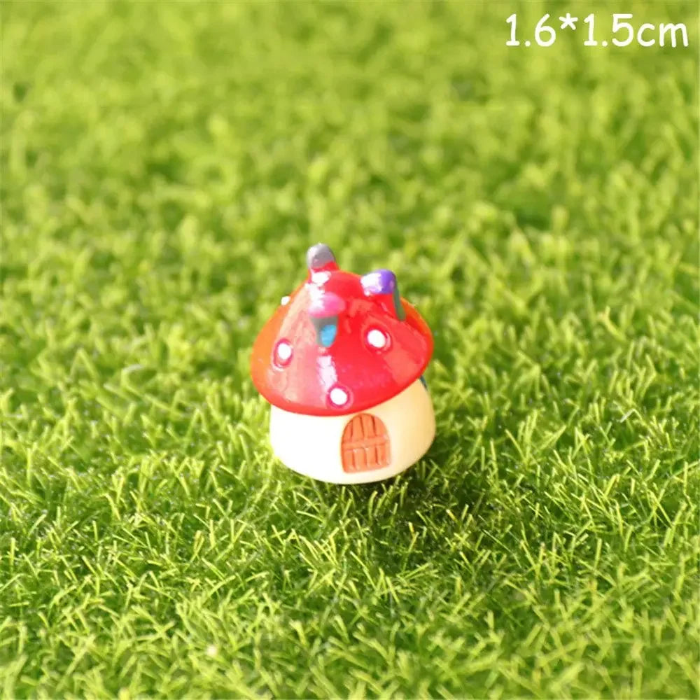 New Creative Mini Resin Garden Mushroom Figurines Flower Pinecone House Flower Bonsai Decoration Micro Landscape Ornaments