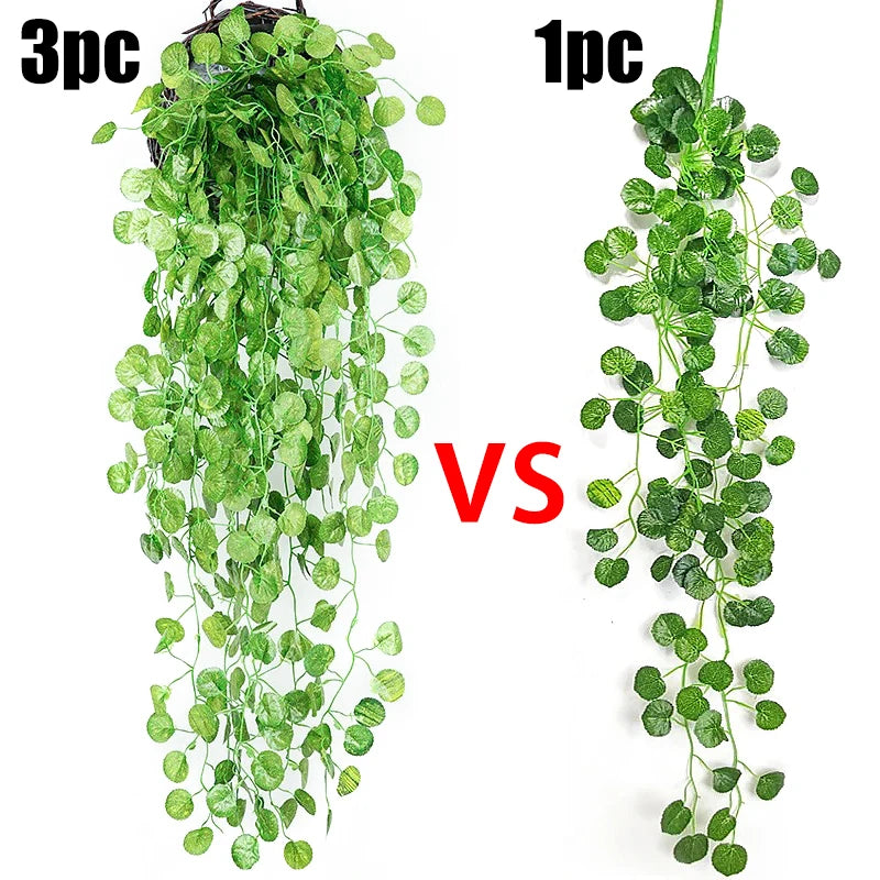 1 Pcs Artificial Plant Creeper Green Wall Hanging Vine Home Garden Decoration Rattan Wedding Party DIY Fake Wreath Leaves Ivy