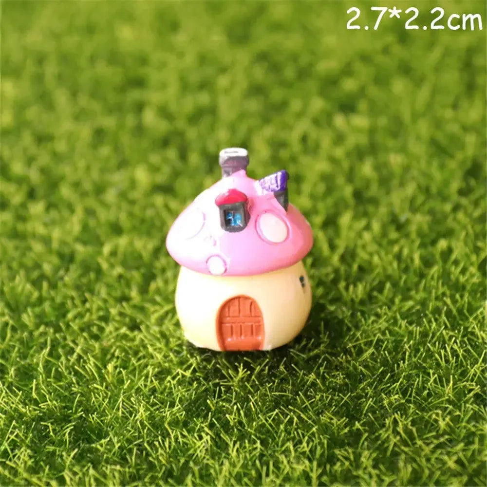 New Creative Mini Resin Garden Mushroom Figurines Flower Pinecone House Flower Bonsai Decoration Micro Landscape Ornaments