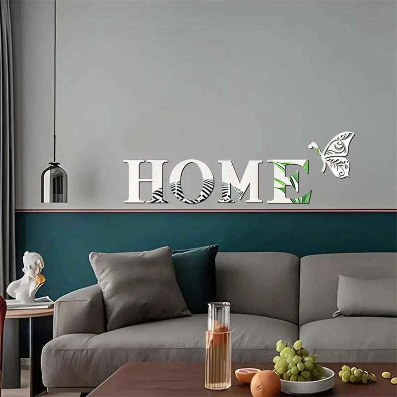 3D Acrylic Large DIY Mirror Self-Adhesive Removable Wall Sticker English Alphabet Family Living Room Bedroom Home Decoration