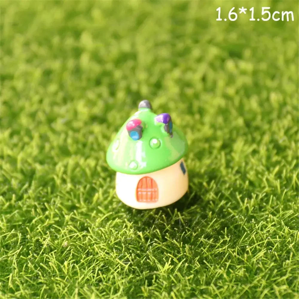 New Creative Mini Resin Garden Mushroom Figurines Flower Pinecone House Flower Bonsai Decoration Micro Landscape Ornaments