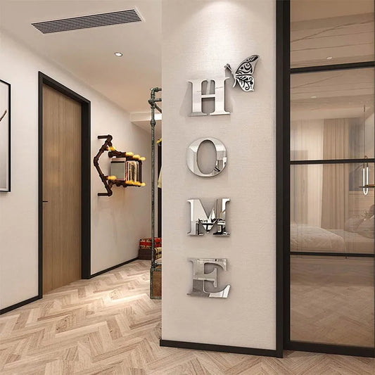 3D Acrylic Large DIY Mirror Self-Adhesive Removable Wall Sticker English Alphabet Family Living Room Bedroom Home Decoration