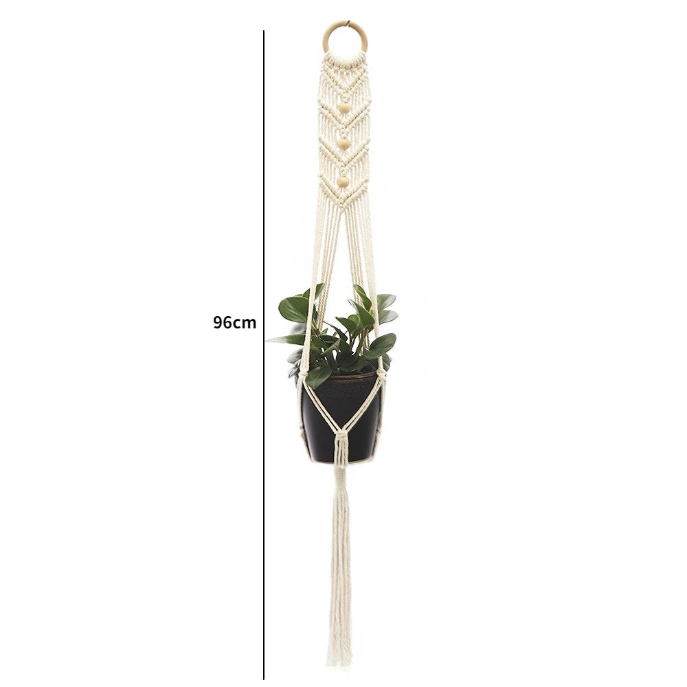 Gardening Plant Hanging Baskets Flower Pot Handmade Macrame Knotted Rope Flower Pot Bohemian Style for Home Balcony Decoration