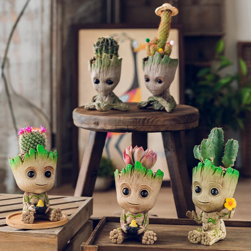 Nordic Decorative Vase Home Office Storage Pen Holder Anime Figure Desktop Ornaments Groot Flower Pots Garden Pots Planters Gift