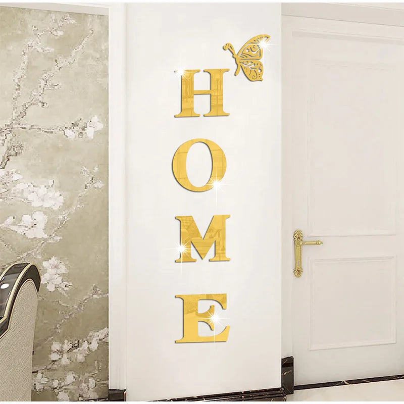 3D Acrylic Large DIY Mirror Self-Adhesive Removable Wall Sticker English Alphabet Family Living Room Bedroom Home Decoration