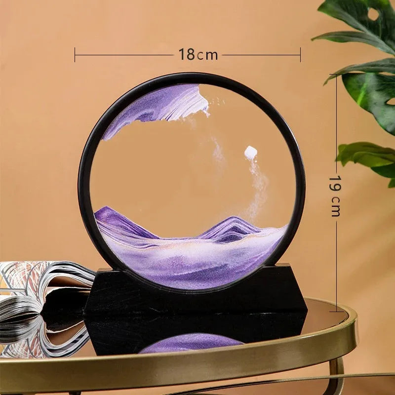 3D Hourglass Quicksand Moving Sand Art Picture Round Glass Deep Sea Sandscape Craft Flowing Painting Office Home Decor Gift New