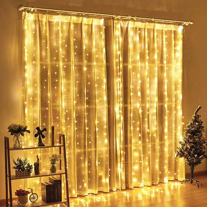 6x3M LED Curtain Garland on The Window USB Remote Control Fairy Lights String Wedding Christmas Decor for Bedroom Home New Year