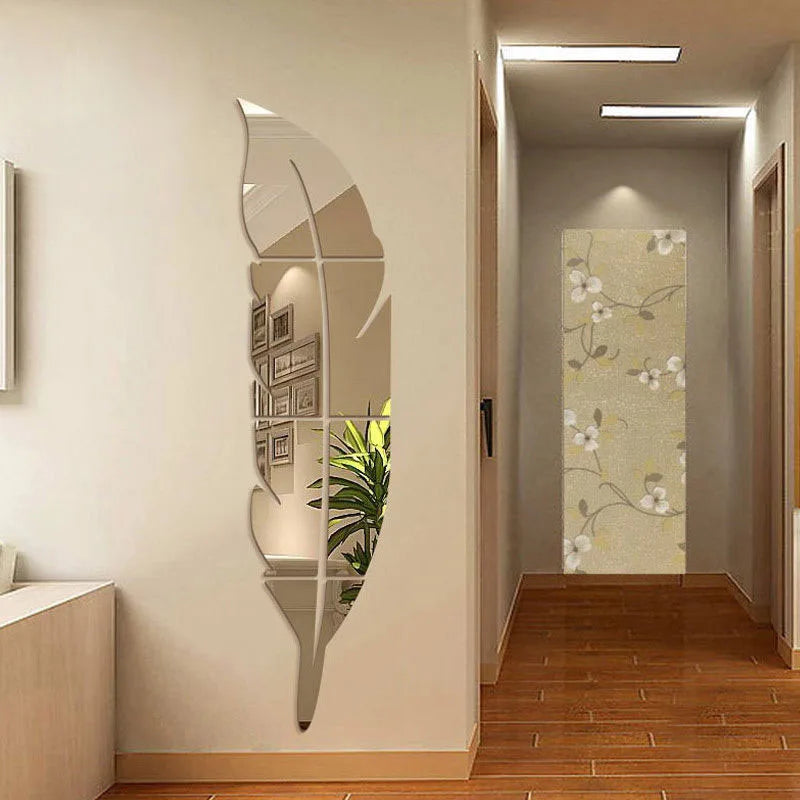 Acrylic Mirror Paste Mirror Feather Wall Paste Decoration Three-dimensional Porch Bathroom Family Decoration