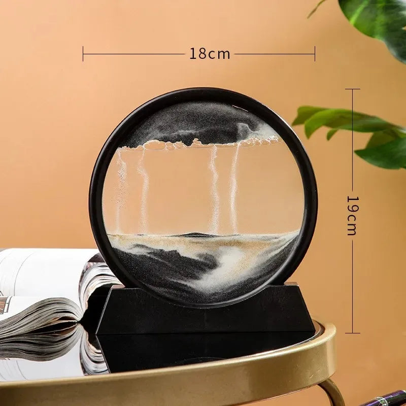 3D Hourglass Quicksand Moving Sand Art Picture Round Glass Deep Sea Sandscape Craft Flowing Painting Office Home Decor Gift New