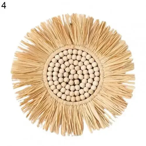 Boho Decor Mirror Nordica Straw Woven Romantic Wedding Wall Acrylic Mirror Wall Decoration Macrame Decotativos Espejo Bedroom